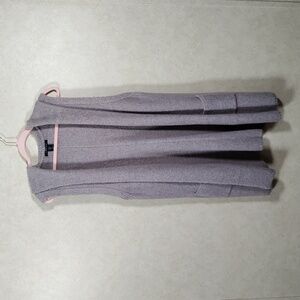 10W05 Tahari taupe wool blend long line hooded sweater vest L